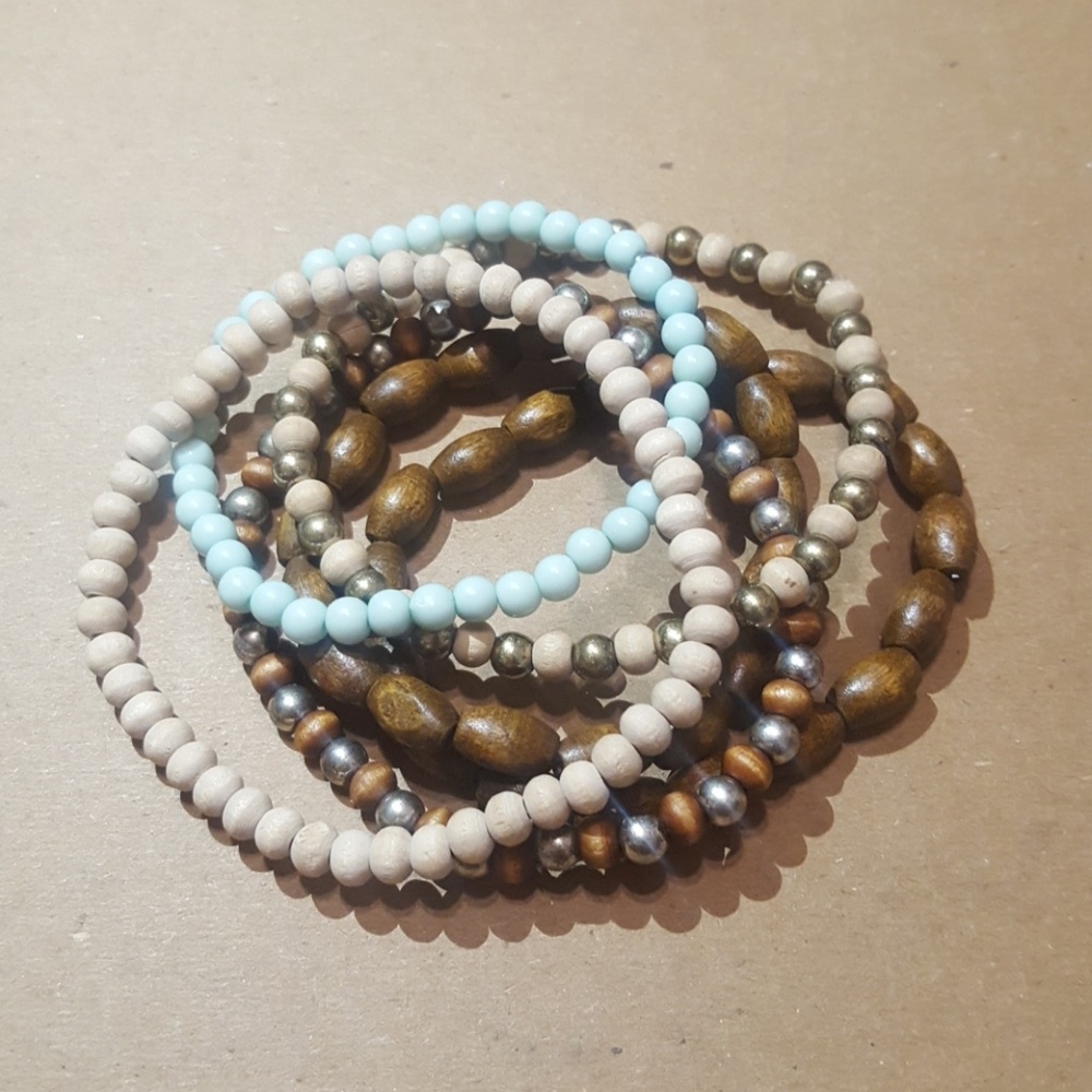 wooden bead bracelet bundle